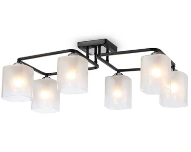 фото Светильник потолочный AMBRELLA LIGHT TR303224/6 BK/CH/FR черный/хром/белый матовый E27 6х60Вт