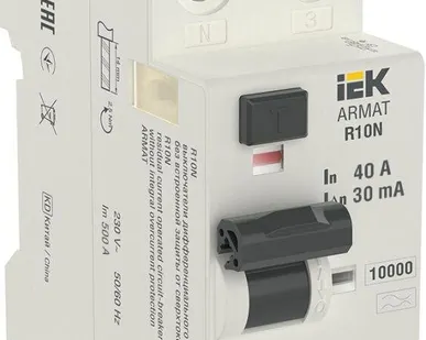 фото Выключатель дифференциального тока 2п 40А 30мА тип A ВДТ R10N ARMAT IEK AR-R10N-2-040A030