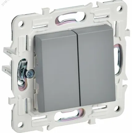 Фото №0 SKANDY Выключатель 2-клавишный проходной 10А SK-V05Gr серый IEK