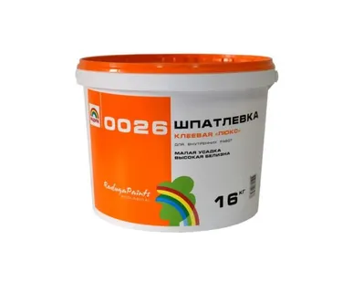фото Шпаклевка готовая клеевая Люкс 0026 белая Радуга 16кг