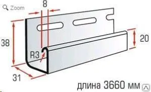 фото J - профиль 3660 мм белый