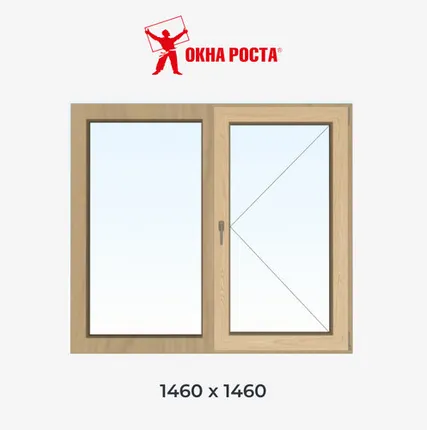 Фото №0 Деревянное окно липа сращенная 2-створчатое глухое/поворотное 1460х1460мм