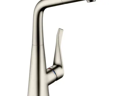 фото Смеситель для кухни с выдвижным душем Hansgrohe Metris сталь 14821800