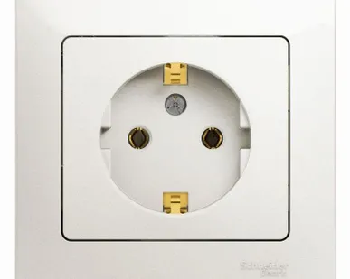 фото Розетка 1-м Glossa 16А с заземл. в сборе перламутр SchE GSL000642