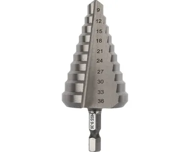 фото Сверло по металлу, ступенчатое, 9-36 мм, 110 мм, 10 ступеней, HSS, 62 HRC KR-12-6604 Kranz