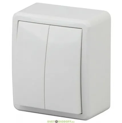 Фото №0 О/У Выключатель 2-клавишный Белый Эксперт Эра