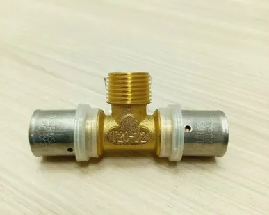 фото Пресс тройник 20х1/2" н/р х20, Hydrosta, комбинированный , внутренняя резьба, профиль TH пресс клещей