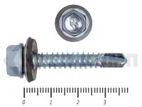 фото Саморез кровельный цинк, с шайбой EPDM, 6,3х 38 К КРЕП-КОМП (2000шт)