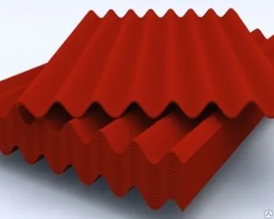 фото Шифер 7 волновой красный 1750х980х5,8мм 22 кг (палет 100шт) ГОСТ