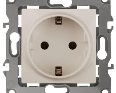 фото Механизм розетки 1-м СП Эра12 12-2101-02 16А IP20 16AX 250В 2P+E Schuko сл. кость Эра Б0014676