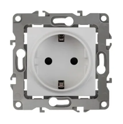 Фото №0 ЭРА Механизм розетки 1-м СП Эра12 16А IP20 16AX 250В 2P+ESchuko бел. Б0014675 ЭРА