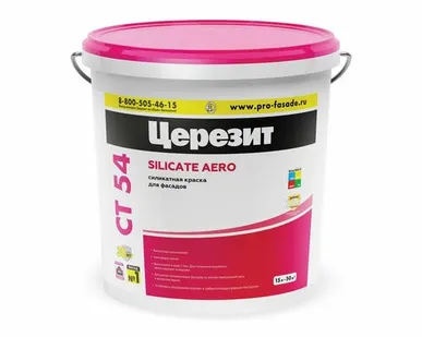 фото Краска фасадная силикатная Церезит CT54 матовая, транспарент, 15л