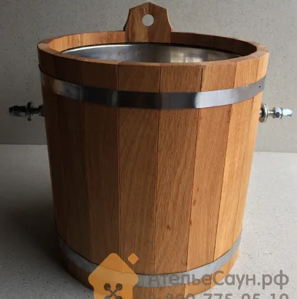 Фото №1 Обливное устройство WoodSon 16 л из дуба, с нержавеющей вставкой (арт. WOU6)