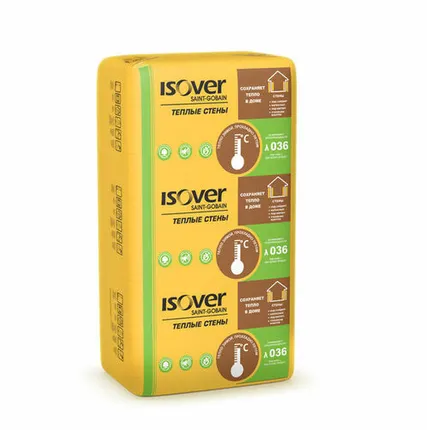 Фото №0 Теплоизоляция из минваты ИЗОВЕР Теплые Стены 50*610*1170 мм 10 м2 0.5м3