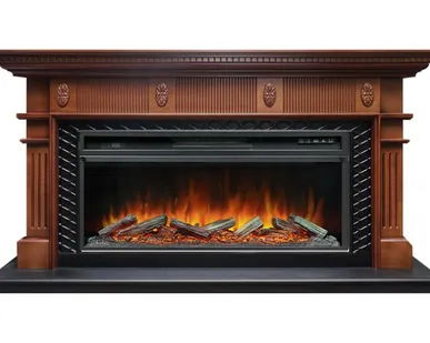 фото Каминокомплект Carlyle под Vision 42 (орех)+ Royal Flame Vision 42 LOG Led