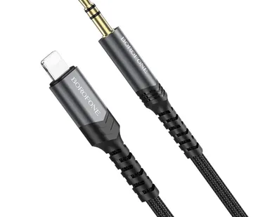 фото Аудиокабель Borofone BL15 3.5mm mini jack - Lightning 1 м, чёрный