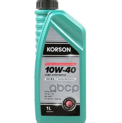Фото №0 Korson 10W 40 Semi-Synthetic A3/B4 1Л (Полуполусинт. Мотор. Масло)