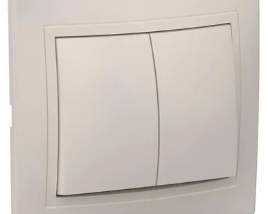 фото Выключатель 2-кл. СП Кварта 10А IP20 ВС10-2-0-ККм крем. ИЭК EVK20-K33-10-DM