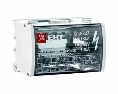 фото Шина нулевая на DIN-рейку в корпусе EKF 2х7 групп