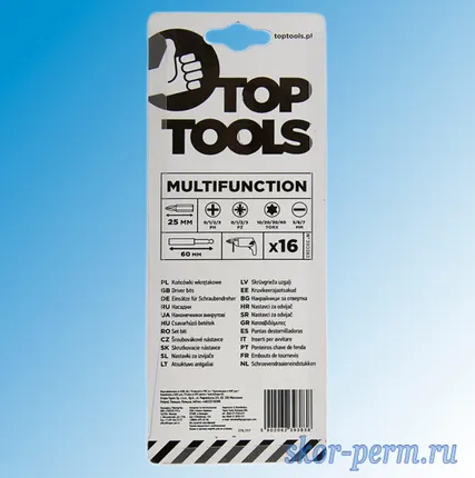 Фото №3 Биты набор (16 предметов 25 мм с магнитным адаптером) Top Tools