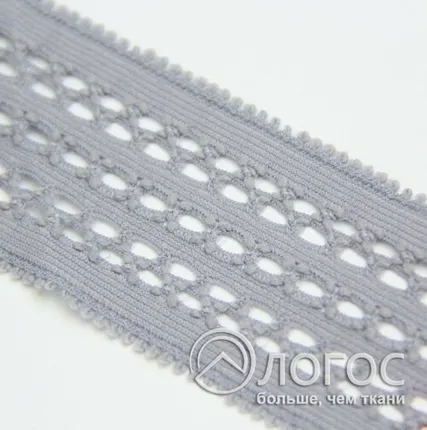 Фото №0 Кружево стрейч B-15 40 мм, И, серый