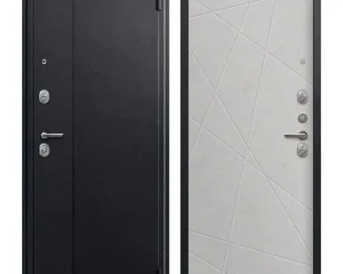 фото Дверь входная А-03 (Центурион) металл/МДФ, Черный сатин/Бетон светлый 2050х860мм, ПРАВАЯ (2025)