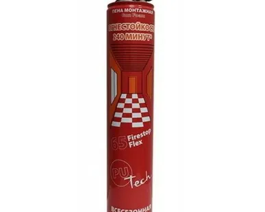 фото Пена монтажная PUTECH FiireStop 65 PRO огнестойкая (16шт/кор)