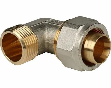 фото Угольник-переходник STOUT с наружной резьбой 1 x32 для металлопластиковых труб винтовой