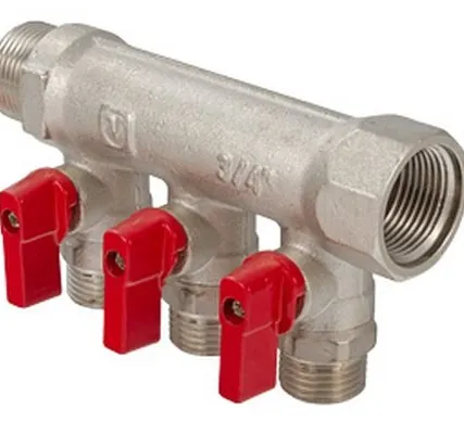 Фото №0 Коллектор с отсекающ кран 3/4"х1/2"- 3 вых Valtec