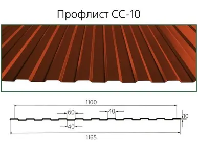 фото Профлист Сс-10, оцинкованный и окрашенный