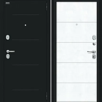 Фото №0 Входная дверь Граффити-1 Букле черное-Сноу Арт