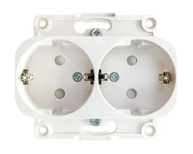 фото Механизм розетки 2-м СП Стокгольм 16А IP20 с заземл. защ. шторки бел. PROxima EKF EYR16-128-10