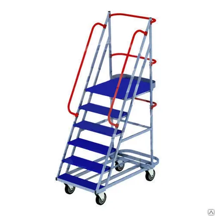 Фото №0 Лестница с площадкой передвижная ЛС 6 (6 ступеней)  высота до площадки 1460