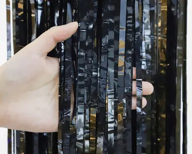 фото Занавес Дождик Черный, Металлик, 100*200 см