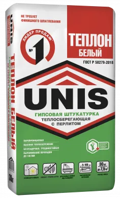 Фото №0 Штукатурка гипсовая Unis Теплон белая 30 кг