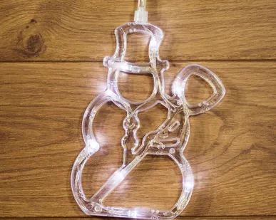 фото Фигура светодиод. "Снеговик" на присоске (батарейки 3хААА в компл.) 8LED 195х150х10мм бел. 1Вт 4.5В IP20 NEON-NIGHT 501-013