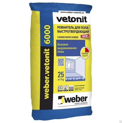 Фото №0 Ровнитель для пола Weber.Vetonit 6000 быстротвердеющий 25кг