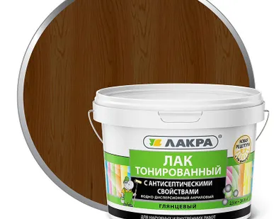 фото Лак тонированный акриловый 2.5кг Орех, Лакра
