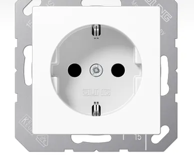 фото A1520KIWW JUNG розетка SCHUKO 16A 250V~ с заземлением и шторками; белая