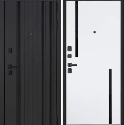 Фото №0 Входная дверь Солана Solana Черная шагрень-белый матовый АСД