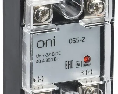 фото Реле твердотельное OSS-2 40А 380В AC 3-32В DC ONI OSS-2-3-40-B