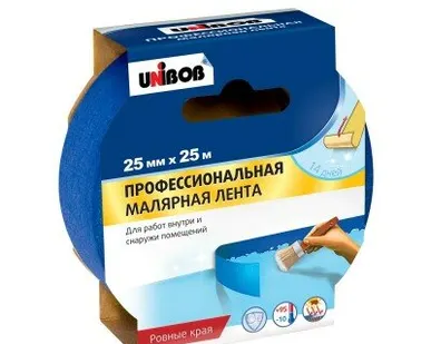 фото Скотч малярный для наружных/внутренних работ Unibob 25мм*25м