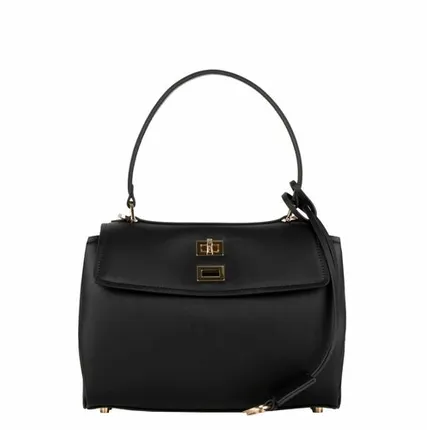 Фото №0 Черная кожаная сумка Литл Чарли с поворотным замком TJ COLLECTION YB 5226015 BLK