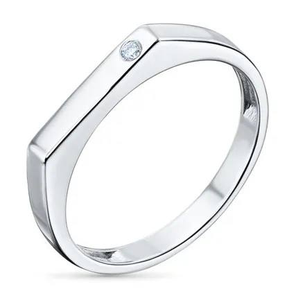Фото №0 Обручальное кольцо ЭПЛ Даймонд с бриллиантом, из серебра