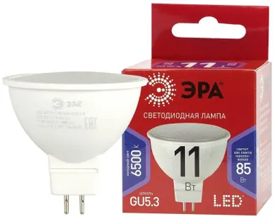 фото Лампа светодиодная ECO LED MR16-11W-865-GU5.3 R (диод софит 11Вт холодн. GU5.3) (10/100/4000) Эра Б0045347