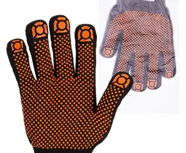 фото Перчатки х/б с ПВХ, Точка, черные (РФ)