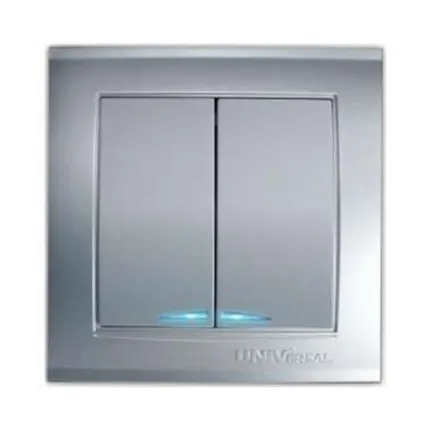 Фото №0 UNIVersal Выключатель 2-кл.СП Бриллиант 10А IP20 с подсветкой серебр.7949667 UNIVersal