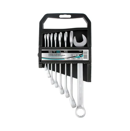 Фото №0 Набор ключей комбинированных, 8 - 19 мм, 8 шт. CrV, матовый хром, Stеls, 1 шт