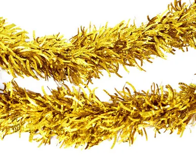 фото Мишура волнистая золотая 8 см 2 м