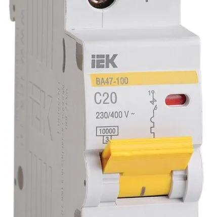 Фото №0 Выключатель автоматический модульный 1п C 20А 10кА ВА47-100 IEK MVA40-1-020-C